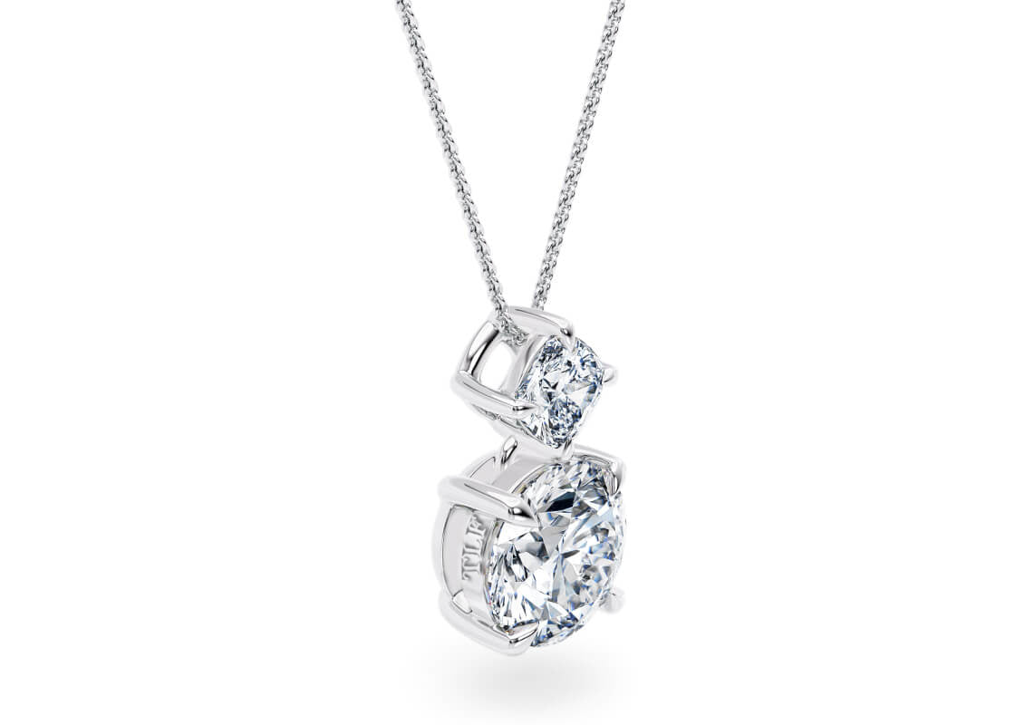 Round & Princess Diamond Doublet Pendant