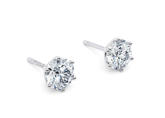 Round Diamond Star Stud Earrings
