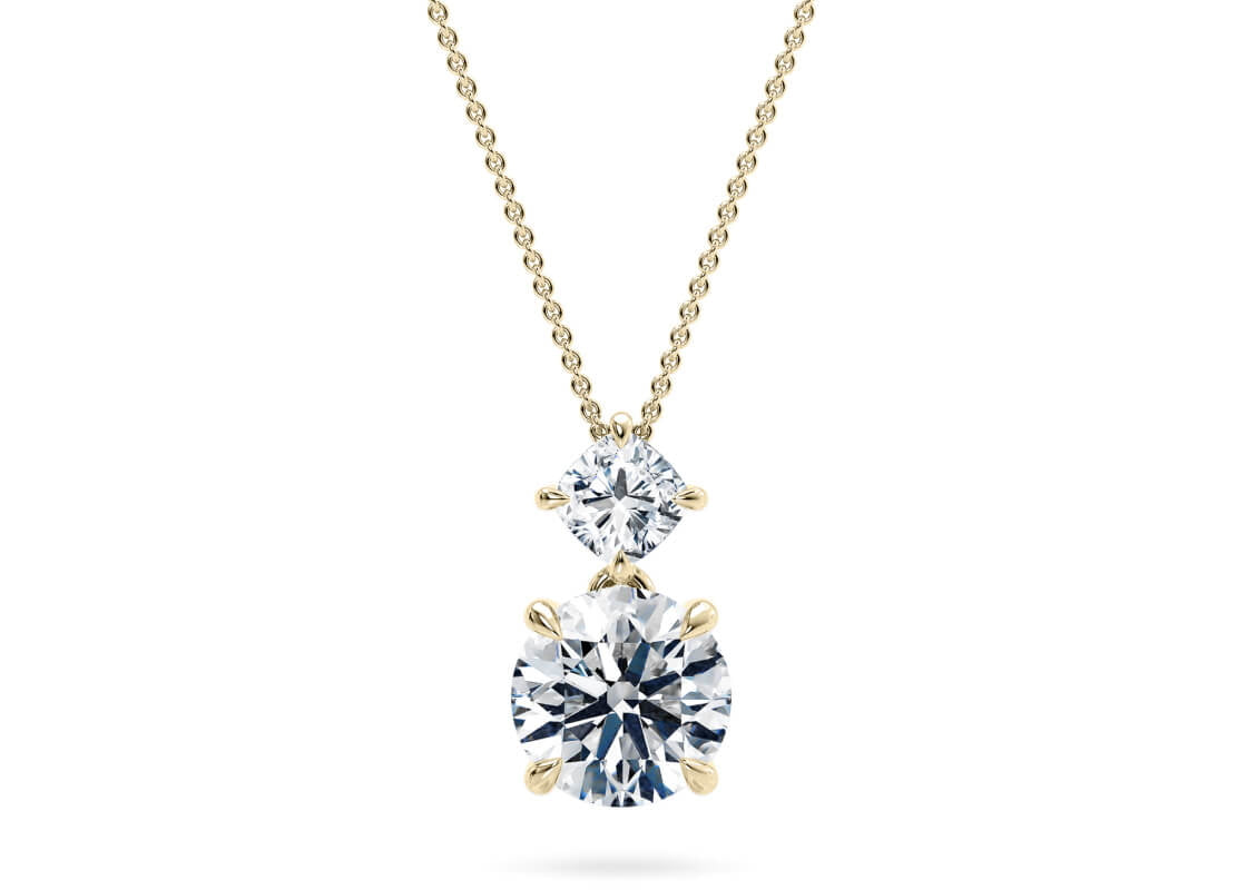 Round & Princess Diamond Doublet Pendant