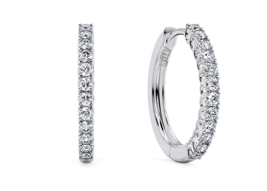 Round Diamond Earring Vintage Set 18k White Gold