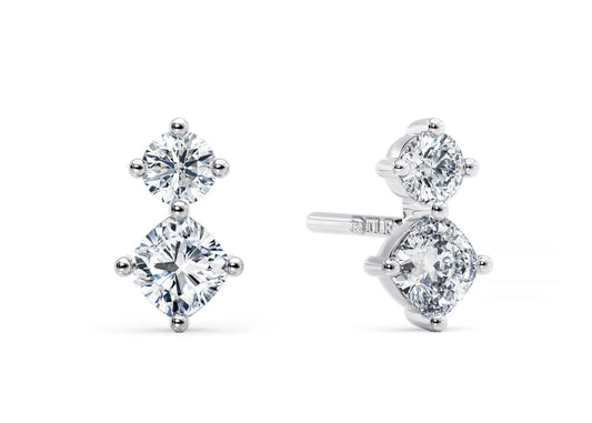 Twin Princess Diamond Stud Earrings