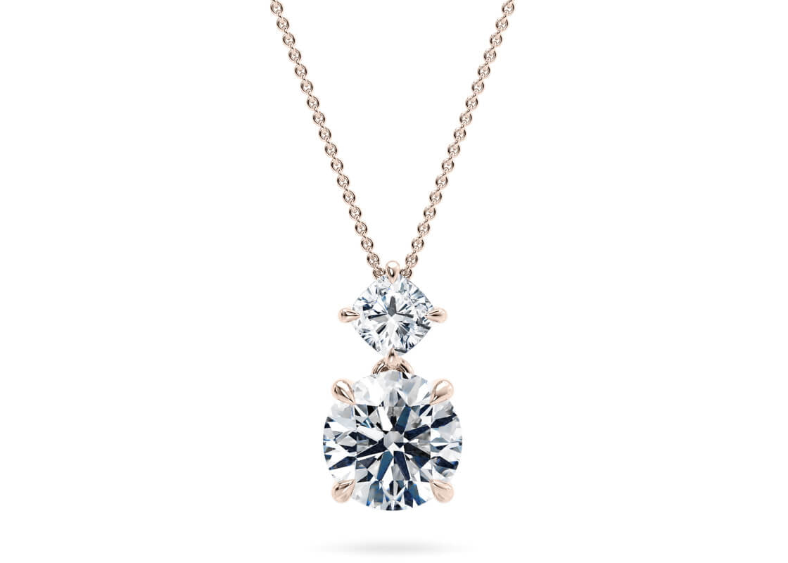 Round & Princess Diamond Doublet Pendant
