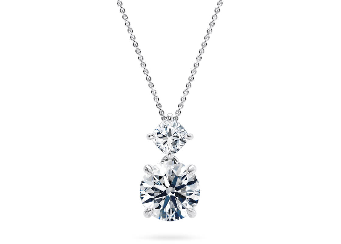 Round & Princess Diamond Doublet Pendant
